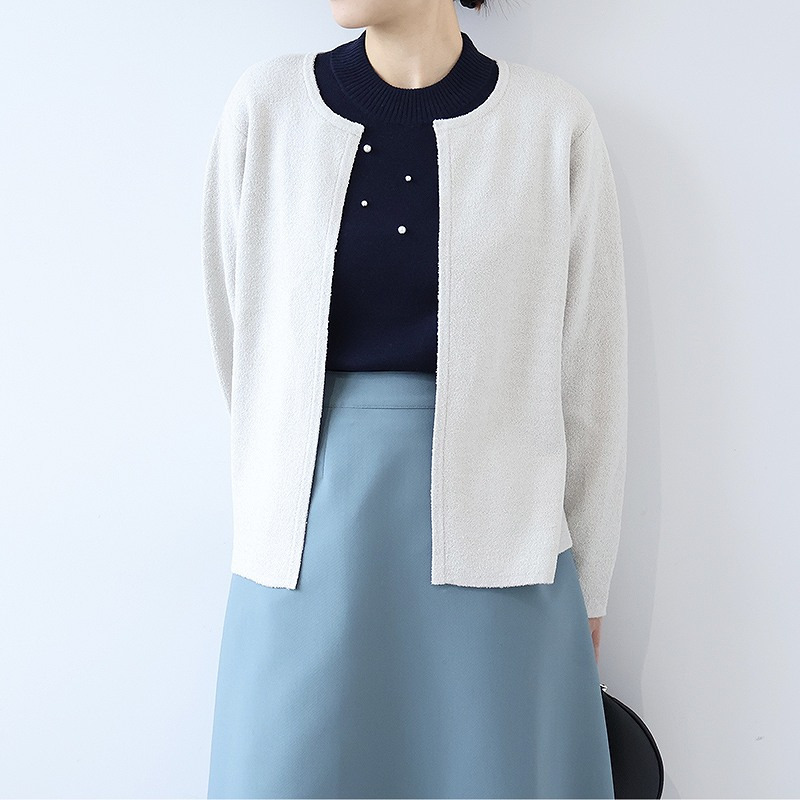 ミニブークレラウンドネックカーディガン6