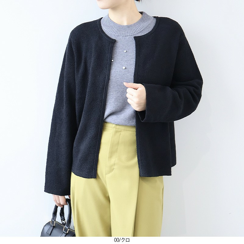 ミニブークレラウンドネックカーディガン1