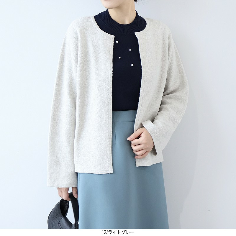 ミニブークレラウンドネックカーディガン1