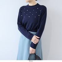 パール使いハイネックニットプルオーバー