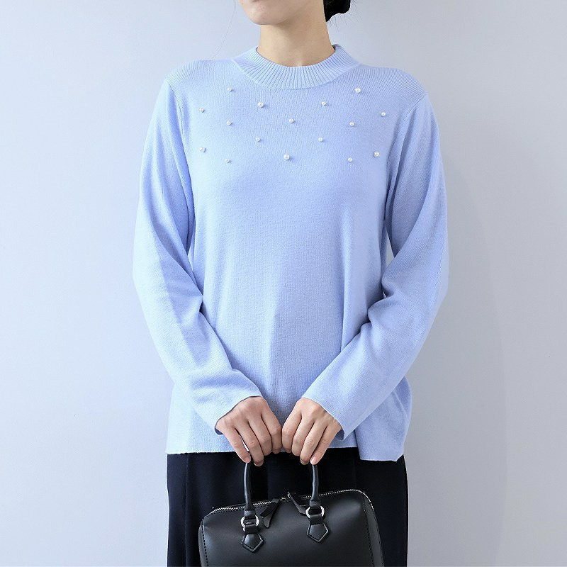 パール使いハイネックニットプルオーバー9