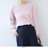 ラメケーブルVネックニットプルオーバー