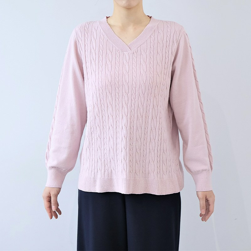 ラメケーブルVネックニットプルオーバー11