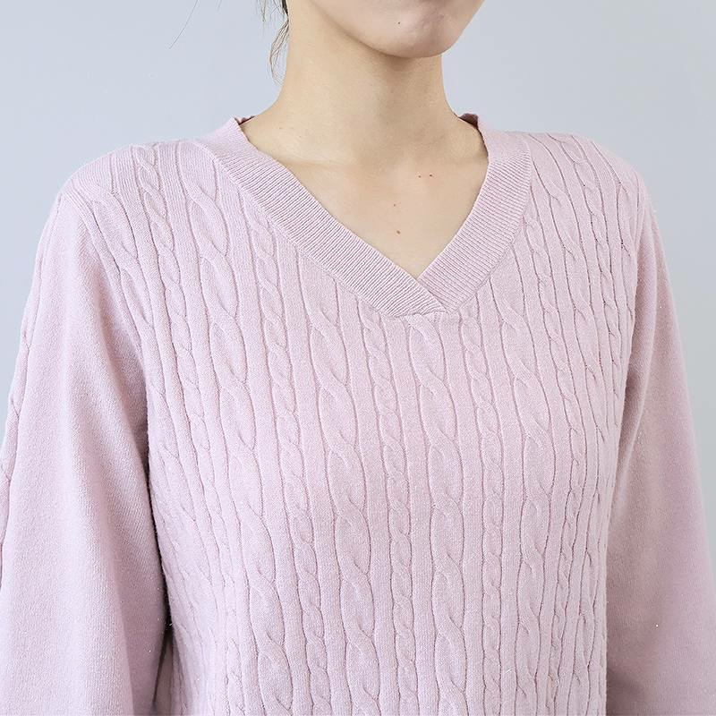 ラメケーブルVネックニットプルオーバー14