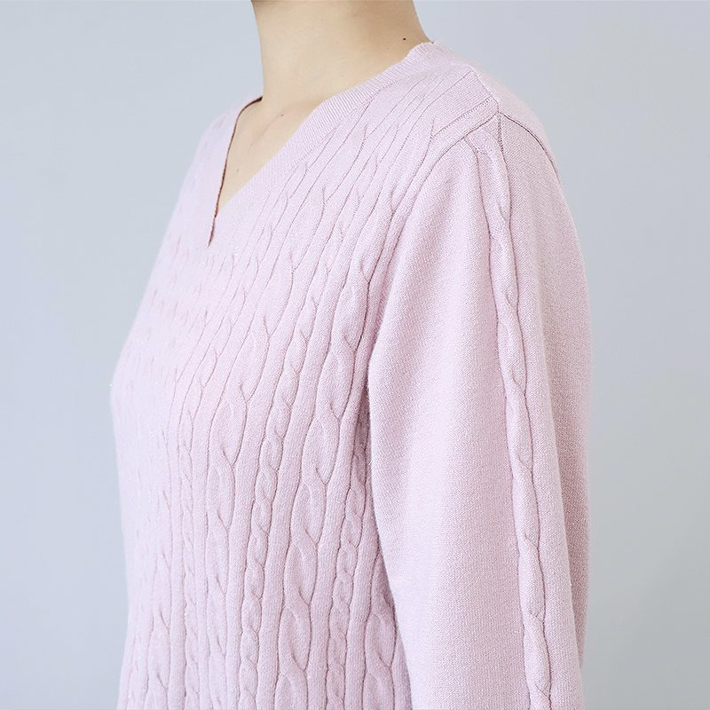 ラメケーブルVネックニットプルオーバー15