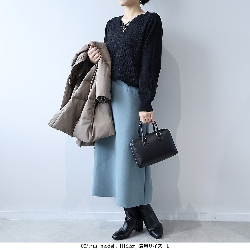 ラメケーブルVネックニットプルオーバー2