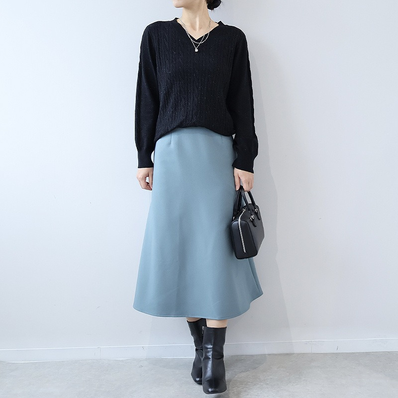 ラメケーブルVネックニットプルオーバー3