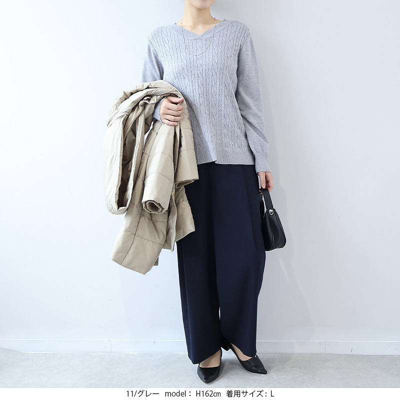 ラメケーブルVネックニットプルオーバー6