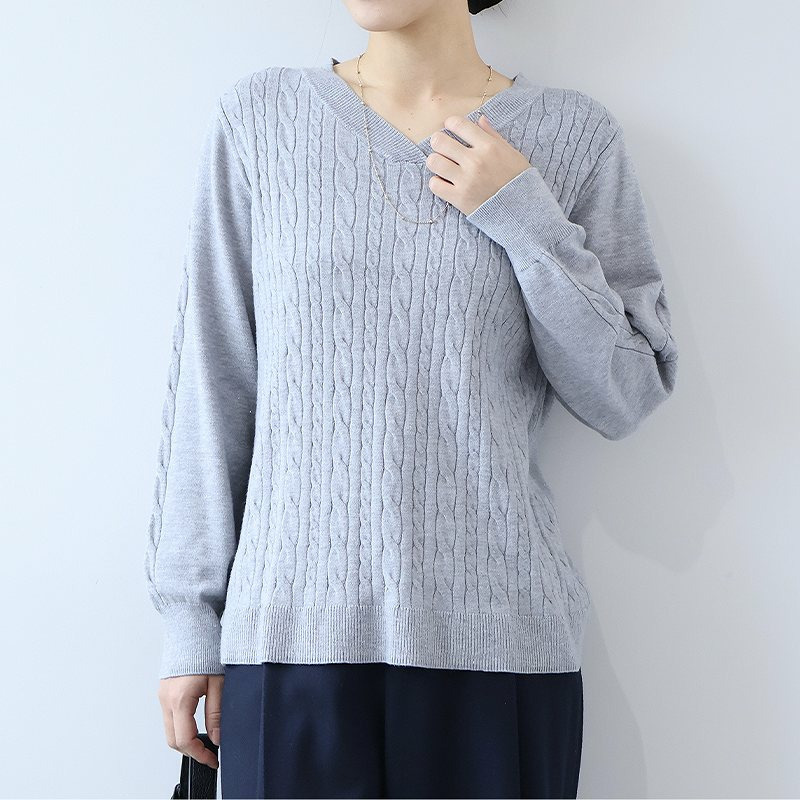 ラメケーブルVネックニットプルオーバー7