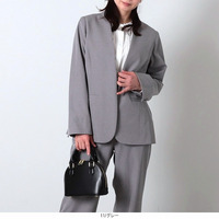 ストレッチノーカラージャケット LL/3L/4L/5L fleur by mint breeze