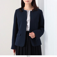 エアリーダブルクロス ノーカラージャケット LL/3L/4L/5L fleur by mint breeze