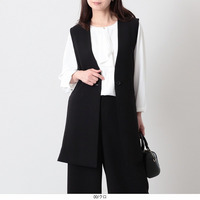 エアリーダブルクロス ノーカラージレ ベスト LL/3L/4L/5L fleur by mint breeze