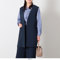 エアリーダブルクロス ノーカラージレ ベスト LL/3L/4L/5L fleur by mint breeze