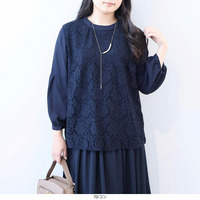 フロントレース ボリュームスリーブ ブラウス　LL/3L/4L/5L fleur by mint breeze 