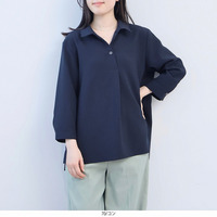 リネンライク スキッパーシャツ ブラウス LL/3L/4L/5L fleur by mint breeze