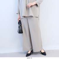 リネンライク ストレッチ ワイドパンツ LL/3L/4L/5L fleur by mint breeze