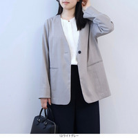 リネンライク ノーカラージャケット LL/3L/4L/5L fleur by mint breeze