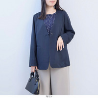 リネンライク ノーカラージャケット LL/3L/4L/5L fleur by mint breeze