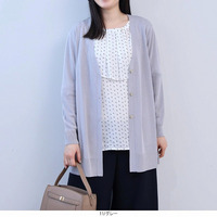 【タイムセール】【接触冷感】シャイニーヤーン Vネック カーディガン LL/3L/4L/5L fleur by mint breeze 