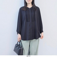 フロントタック バンドカラー ブラウス LL/3L/4L/5L fleur by mint breeze 