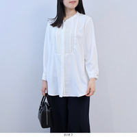 フロントタック バンドカラー ブラウス LL/3L/4L/5L fleur by mint breeze 