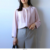 フロントタック バンドカラー ブラウス LL/3L/4L/5L fleur by mint breeze 