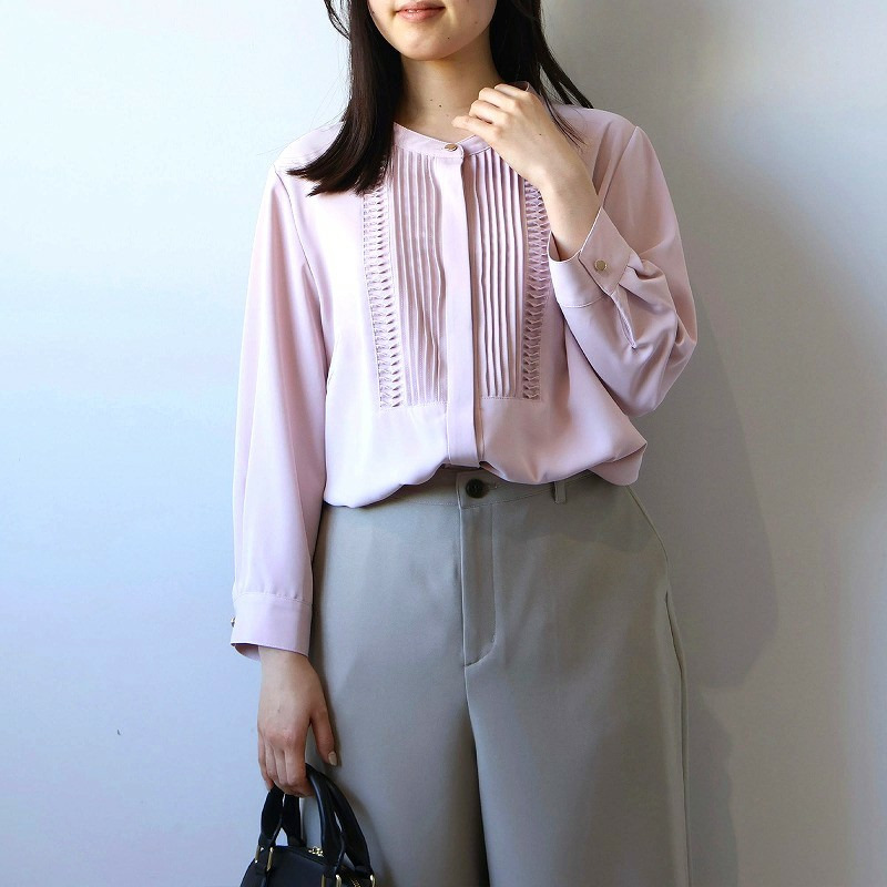 フロントタック バンドカラー ブラウス LL/3L/4L/5L fleur by mint breeze 10