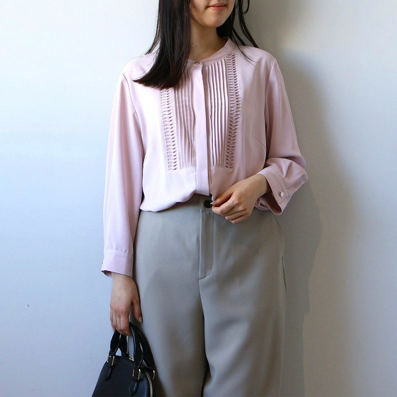 フロントタック バンドカラー ブラウス LL/3L/4L/5L fleur by mint breeze 11