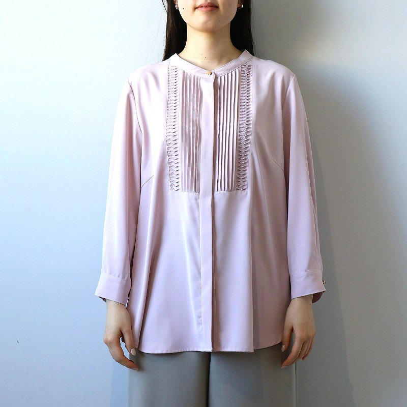 フロントタック バンドカラー ブラウス LL/3L/4L/5L fleur by mint breeze 13