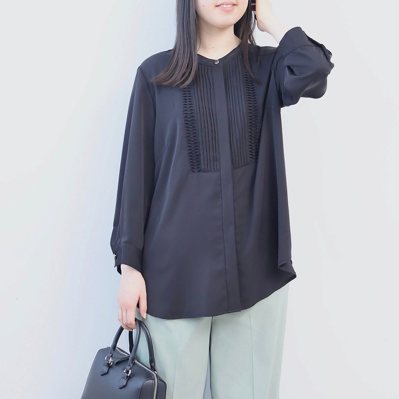 フロントタック バンドカラー ブラウス LL/3L/4L/5L fleur by mint breeze 4