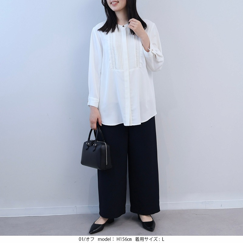 フロントタック バンドカラー ブラウス LL/3L/4L/5L fleur by mint breeze 5