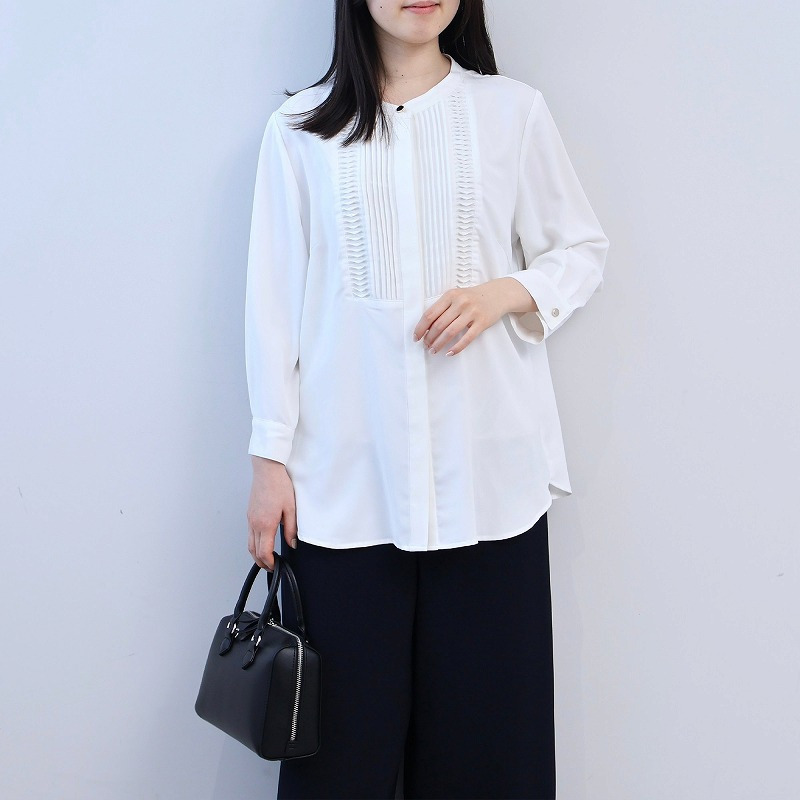 フロントタック バンドカラー ブラウス LL/3L/4L/5L fleur by mint breeze 7