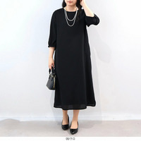 7分袖 ジョーゼット ワンピース LL/3L/4L/5L fleur by mint breeze 