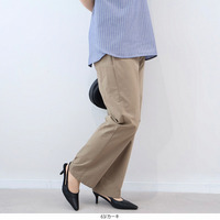 麻混 ストレッチ ストレート パンツ LL/3L/4L/5L fleur by mint breeze