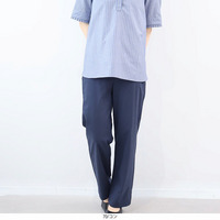麻混 ストレッチ ストレート パンツ LL/3L/4L/5L fleur by mint breeze