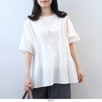 【タイムセール】コットン シアサッカー サイドタック ブラウス LL/3L/4L/5L fleur by mint breeze 
