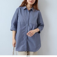 【UVカット 接触冷感】スキッパー7分袖 シャツ ブラウス LL/3L/4L/5L/6L fleur by mint breeze