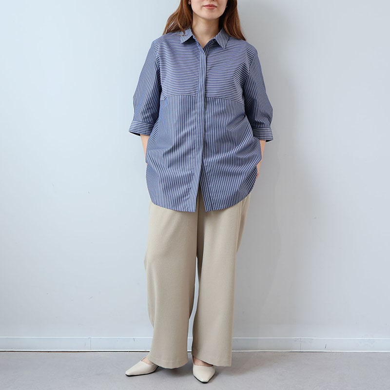 【UVカット 接触冷感】スキッパー7分袖 シャツ ブラウス LL/3L/4L/5L/6L fleur by mint breeze 11