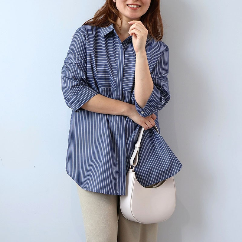 【UVカット 接触冷感】スキッパー7分袖 シャツ ブラウス LL/3L/4L/5L/6L fleur by mint breeze 12