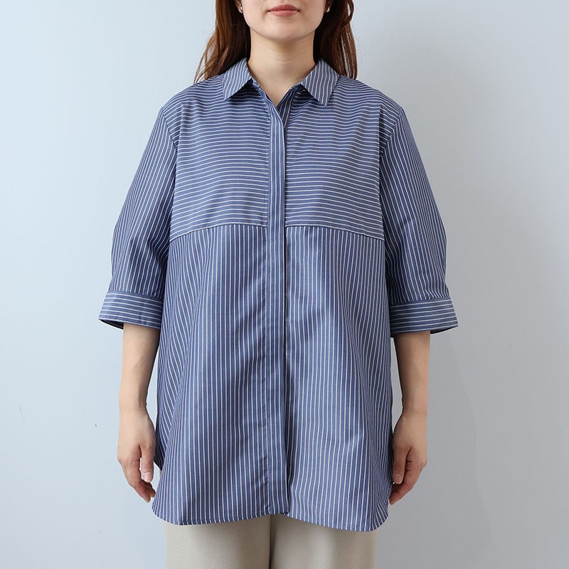 【UVカット 接触冷感】スキッパー7分袖 シャツ ブラウス LL/3L/4L/5L/6L fleur by mint breeze 14
