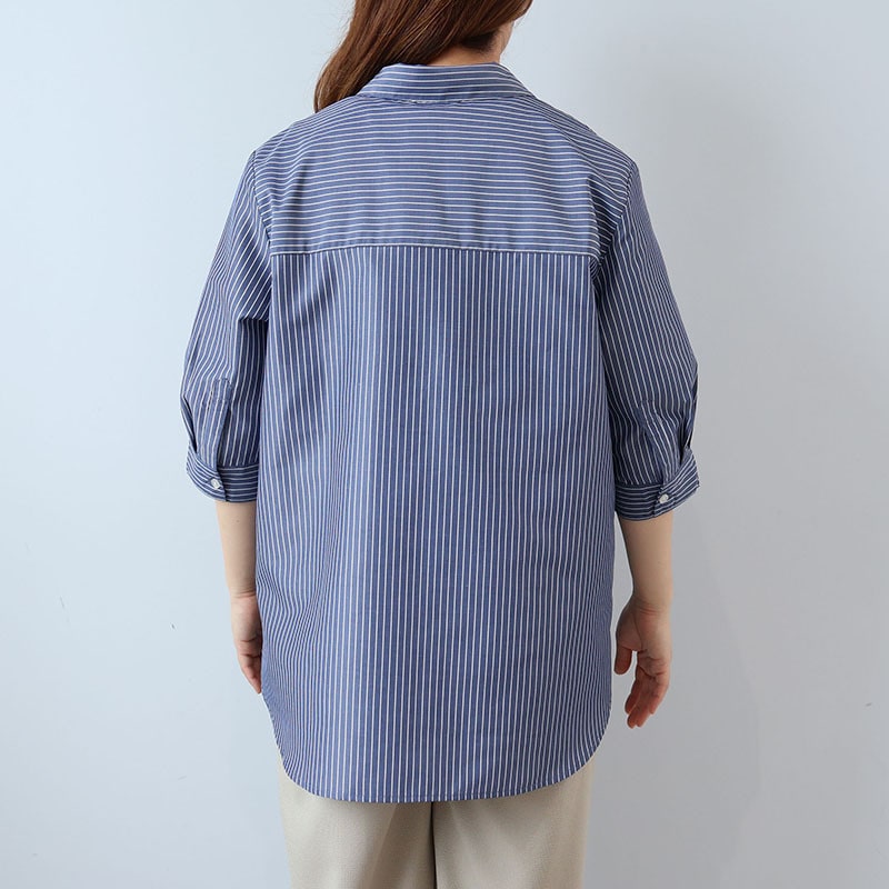 【UVカット 接触冷感】スキッパー7分袖 シャツ ブラウス LL/3L/4L/5L/6L fleur by mint breeze 16