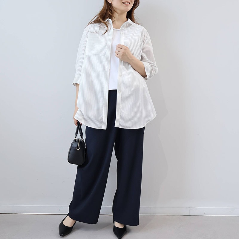 【UVカット 接触冷感】スキッパー7分袖 シャツ ブラウス LL/3L/4L/5L/6L fleur by mint breeze 4