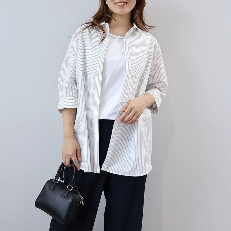 【UVカット 接触冷感】スキッパー7分袖 シャツ ブラウス LL/3L/4L/5L/6L fleur by mint breeze 6