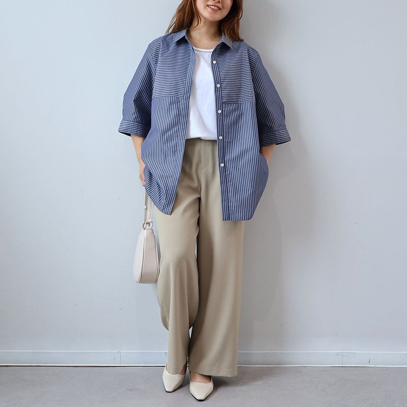 【UVカット 接触冷感】スキッパー7分袖 シャツ ブラウス LL/3L/4L/5L/6L fleur by mint breeze 9