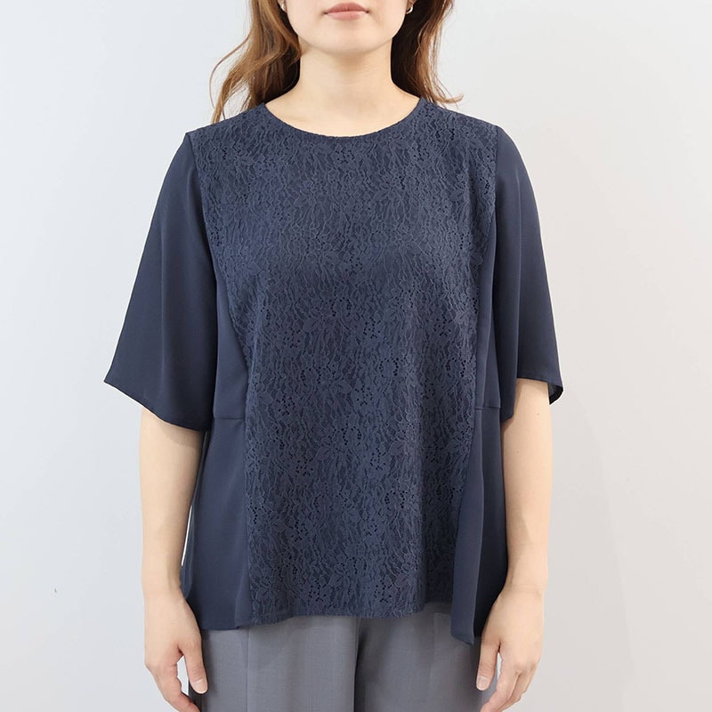 【抗菌消臭】前レースブラウス LL/3L/4L/5L fleur by mint breeze 12