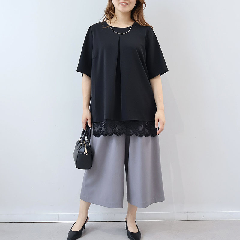 【接触冷感 吸水速乾】リネンライク イージーワイド パンツ LL/3L/4L/5L fleur by mint breeze 3