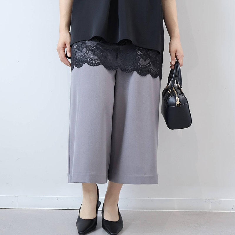 【接触冷感 吸水速乾】リネンライク イージーワイド パンツ LL/3L/4L/5L fleur by mint breeze 5