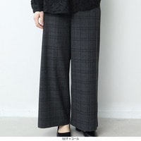 グレンチェックワイドパンツ　LL/3L/4L/5L fleurフルールバイミントブリーズ