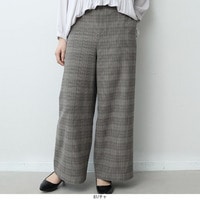 グレンチェックワイドパンツ　LL/3L/4L/5L fleurフルールバイミントブリーズ