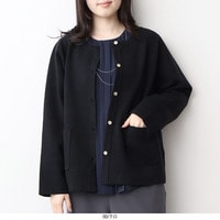 【抗ピリング】クルーネックニットジャケットLL/3L/4L/5L fleurフルールバイミントブリーズ